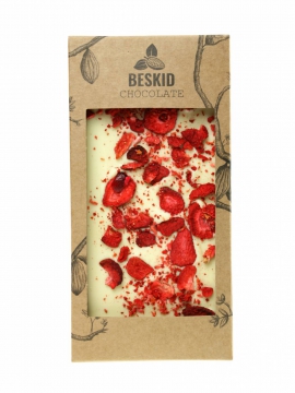 Czekolada biała z truskawkami 100g