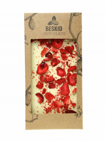 Czekolada biała z truskawkami 100g
