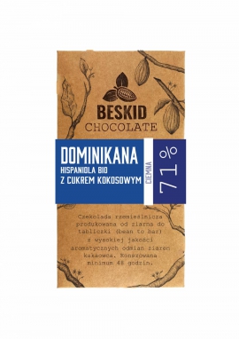 Czekolada Dominikana Hispaniola BIO z cukrem kokosowym 71% ciemna